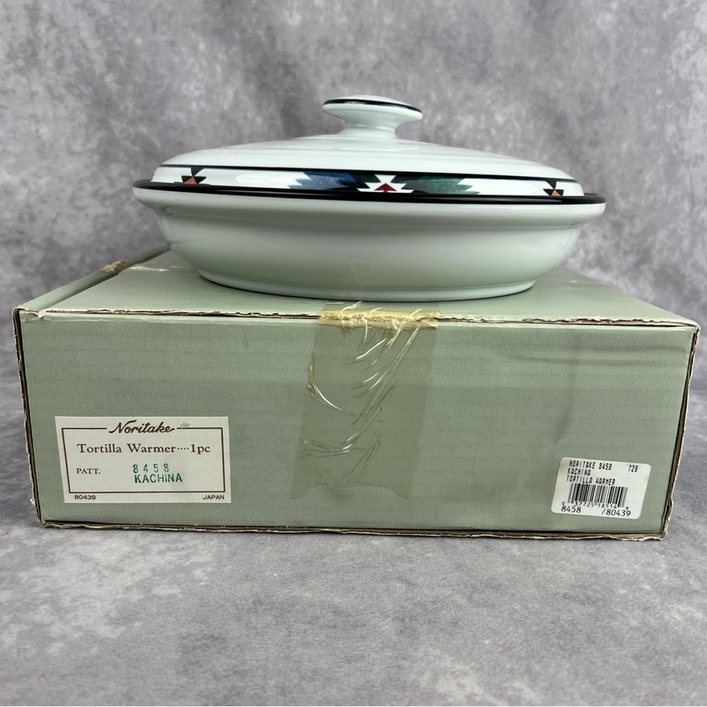 Noritake Kachina 8458 Tortilla Warmer Stoneware Southwest Santa Fe Aztec NWT